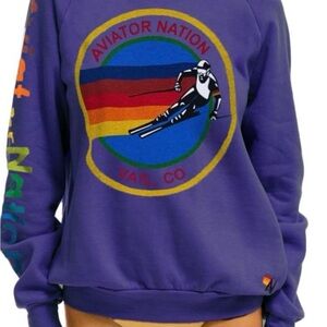 Aviator Nation Purple Sweatshirt with Rainbow Graphic